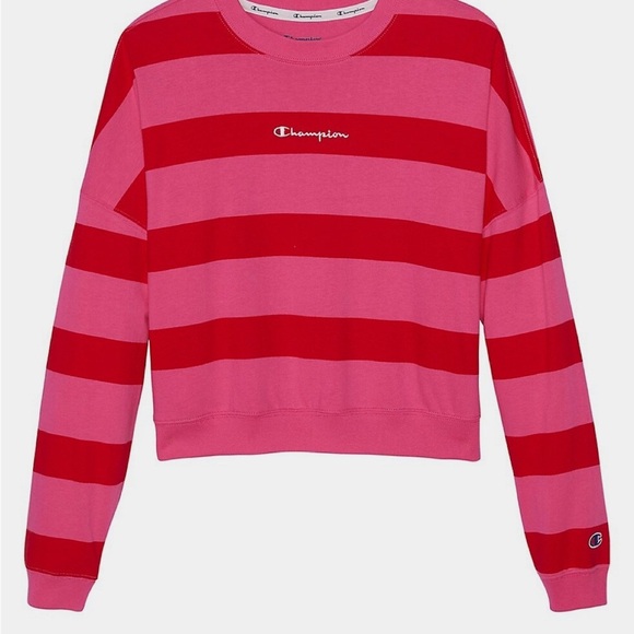 Champion Oversized Striped Boxy Sweatshirt - XL - Picture 1 of 6